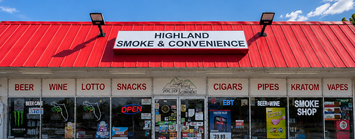 Highland Smoke Shop and Convenience storefront in Clearwater